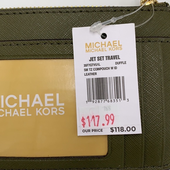 MICHAEL KORS SMALL TOP ZIP COINPOUCH WITH ID CARD OLIVE COLOR - Picture 8 of 10